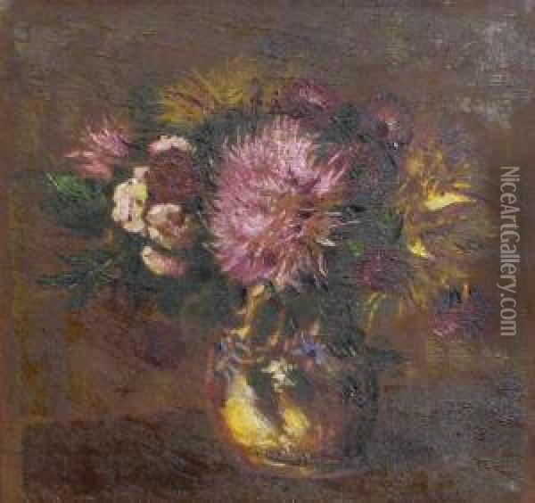 Vase With Flowers Oil Painting - Octav Bancila