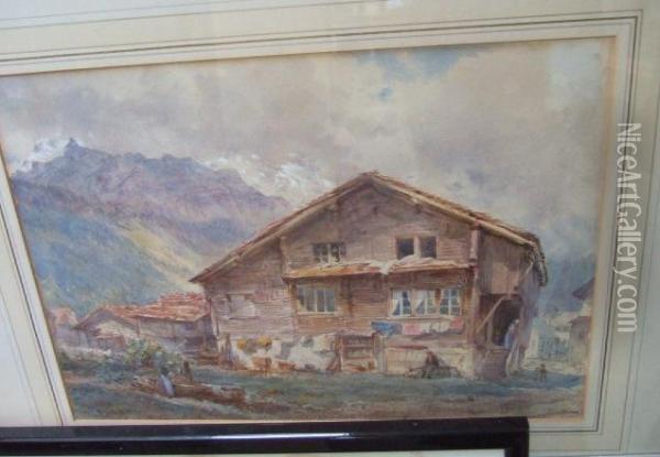 A Chalet In The Alps Oil Painting - S. Frederico