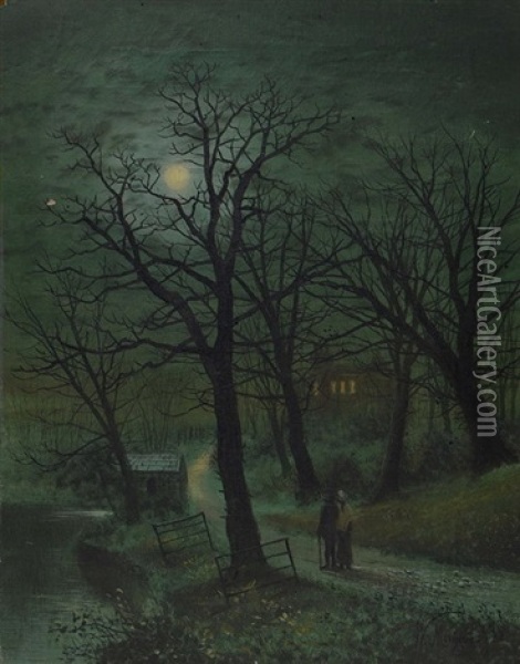 A Moonlit Stroll Oil Painting - Walter Linsley Meegan