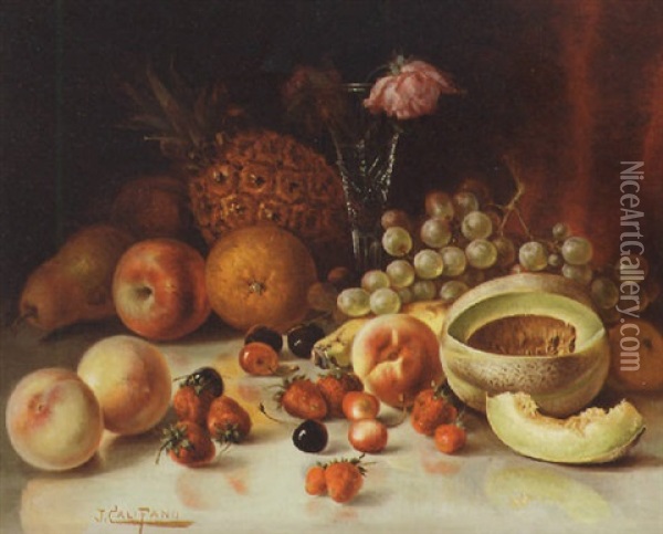 Still Life With Fruit Oil Painting - John (Giovanni) Califano