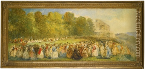 Fete Champtre, The Ladies' Lawn At Goodwood Oil Painting - Thomas Musgrave Joy