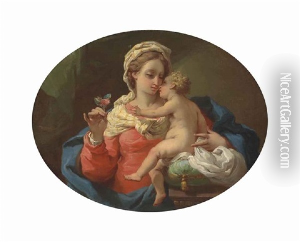 The Madonna Of The Rose Oil Painting - Gaetano Gandolfi