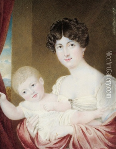 Bildnis Einer Jungen Mutter Mit Ihrem Kind Oil Painting - Isaac Ware Slater