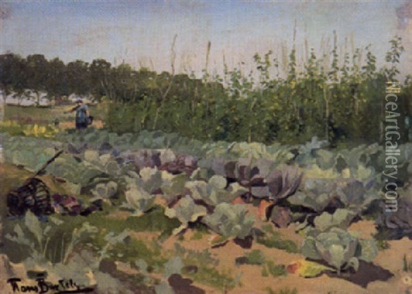 Gemusegarten Mit Krautkopfen Und Bohnenstangen Oil Painting - Hans Von Bartels