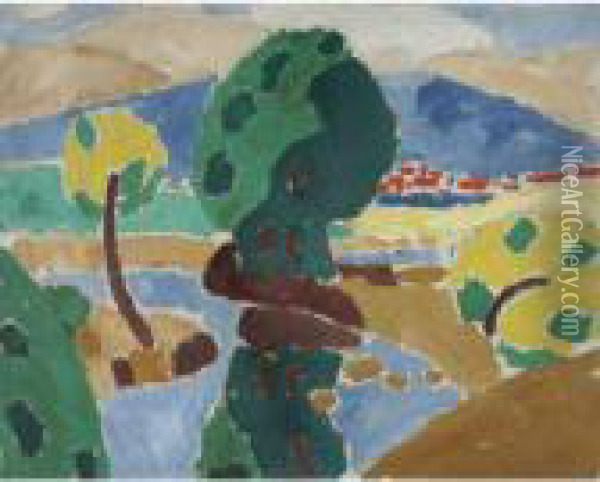 Le Torrent (paysage Au Grand Et Au Petit Arbre) Oil Painting - Francis Picabia