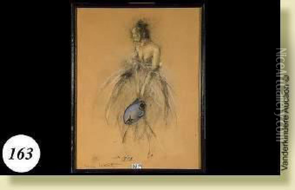 Jeunefemme A La Cruche, Gravure 
Rehaussee Au Pastel Sur Papier. Signeeen Bas A Gauche Louis Icart. Ecole
 Francaise. Dim.: 44x33,5cm Oil Painting - Louis Icart