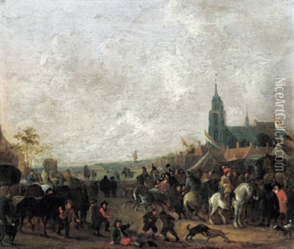 Jahrmarkt In Einem Hollandischen Dorf Oil Painting - Hendrick De Meijer