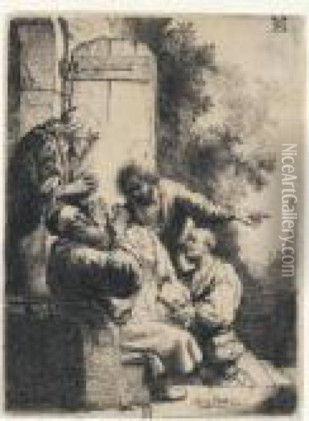 Joseph's Coat Brought To Jacob (b., Holl.38; H.104; Bb.33) Oil Painting - Rembrandt Van Rijn