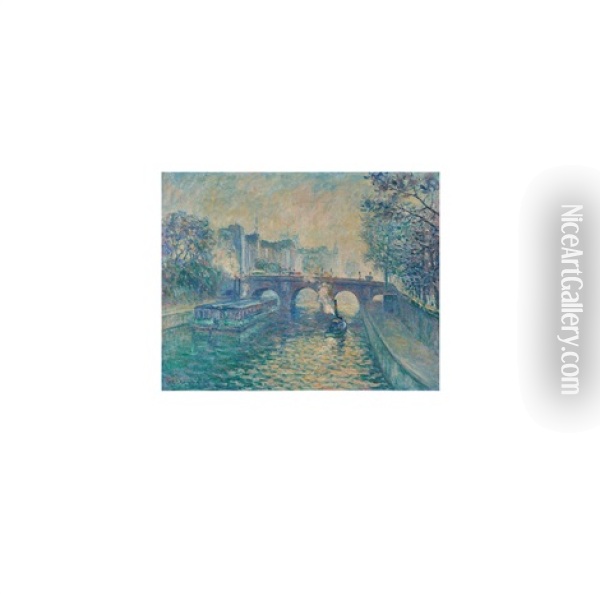 Pont Neuf (l'automne) Paris, 1926 Oil Painting - Frank Milton Armington
