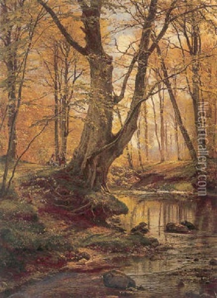 Afternoon By The Stream Oil Painting - Carl Frederik Peder Aagaard