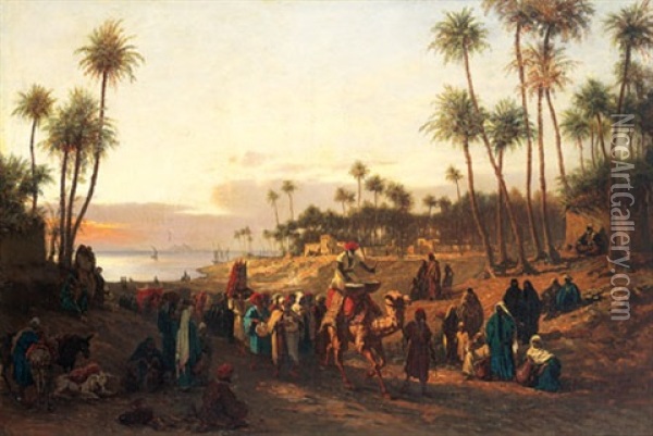 Marriage On The Nile Oil Painting - Alois Schoenn