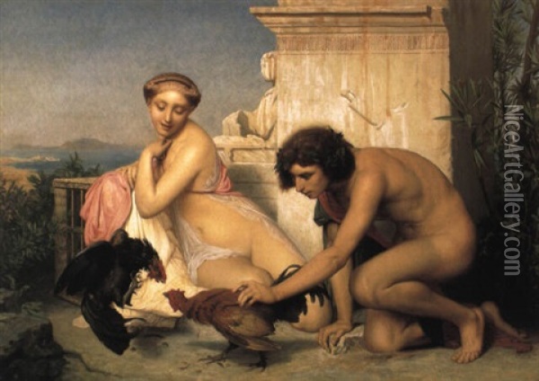 The Cock Fight (le Combat De Coqs) Oil Painting - Jean-Leon Gerome