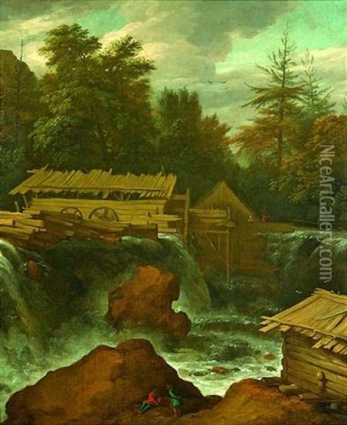 Sagemuhle An Einem Wald Oil Painting - Allaert van Everdingen