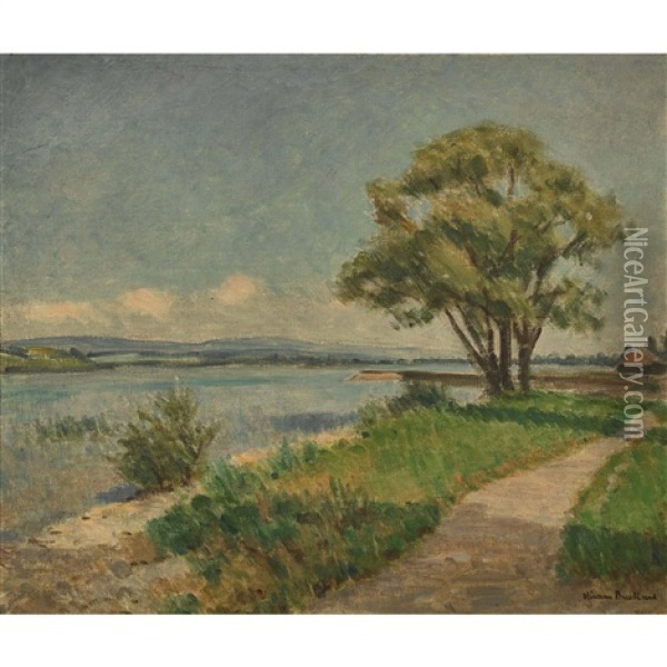 Sonnige Uferlandschaft Oil Painting - Ernest Hiram Bruelhart