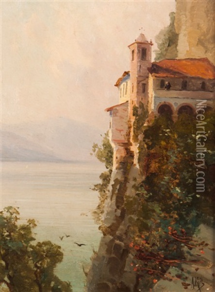 Couvent De Saint Catherine Au Lac Majeur Oil Painting - Alfredo Keil