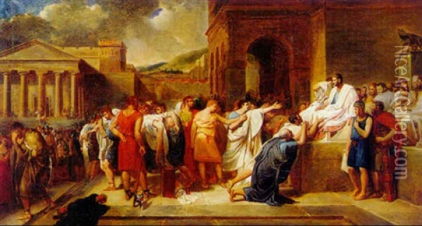 Brutus Condemning His Sons To Death Oil Painting - Guillaume Guillon-Lethiere