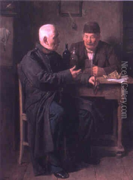 Drinking Partners Oil Painting - Friedrich Ritter von Malheim Friedlaender