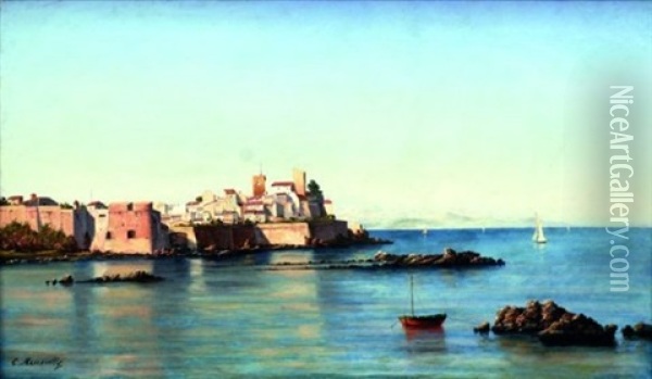 Vue D'antibes Oil Painting - Cesar Mascarelli