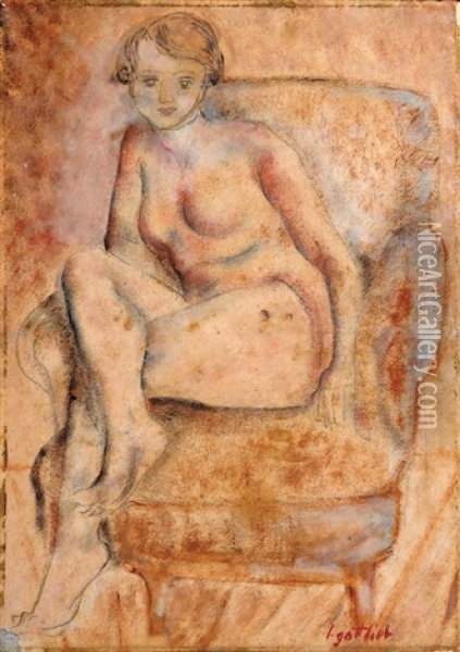 Girl On A Chair Oil Painting - Leopold Gottlieb