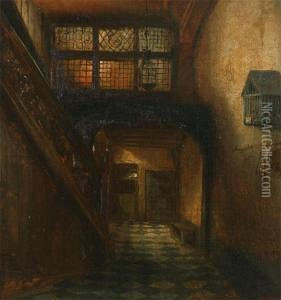 Interior Of The Antwerp 'brouwershuis' Oil Painting - Henri Leys