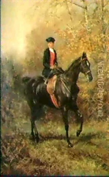 Girl Riding Side-saddle Oil Painting - Heywood Hardy