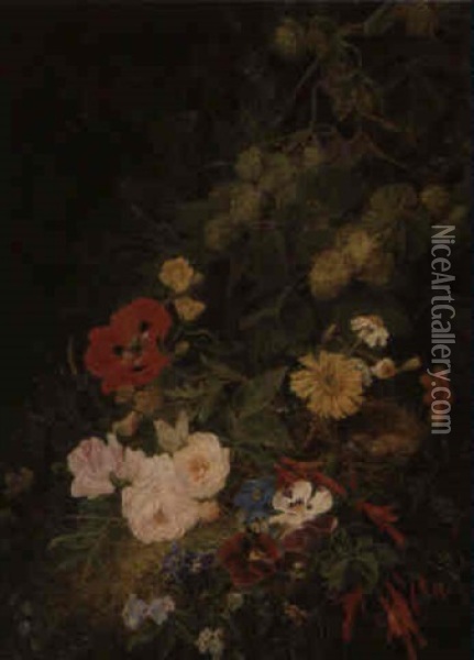 Composition Florale Au Nid Oil Painting - Henriette Gertrude Knip