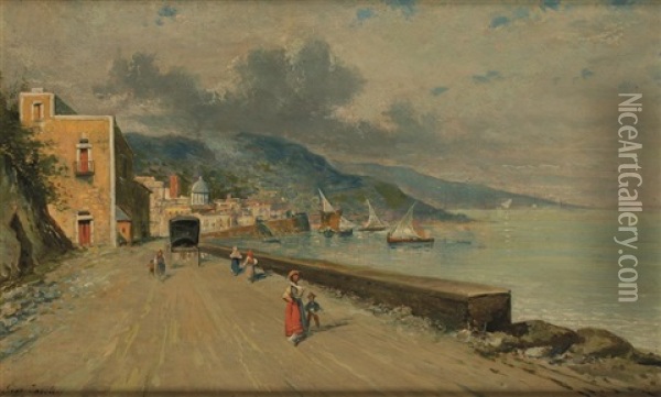 Amalfi, Near Naples Oil Painting - Giuseppe Carelli