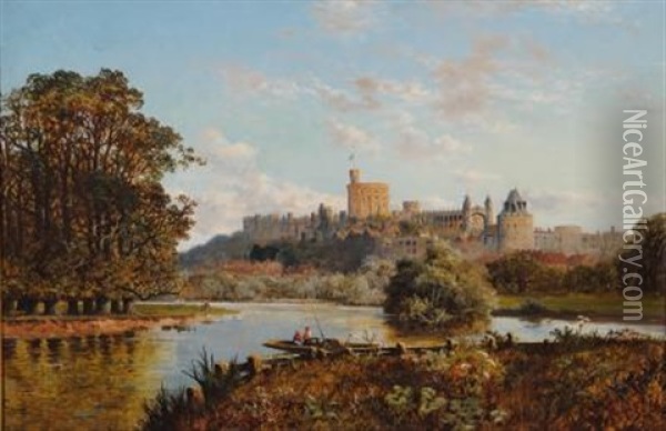 Windsor Castle And St. George's Chapel From The Meadows Oil Painting - Edmund John Niemann