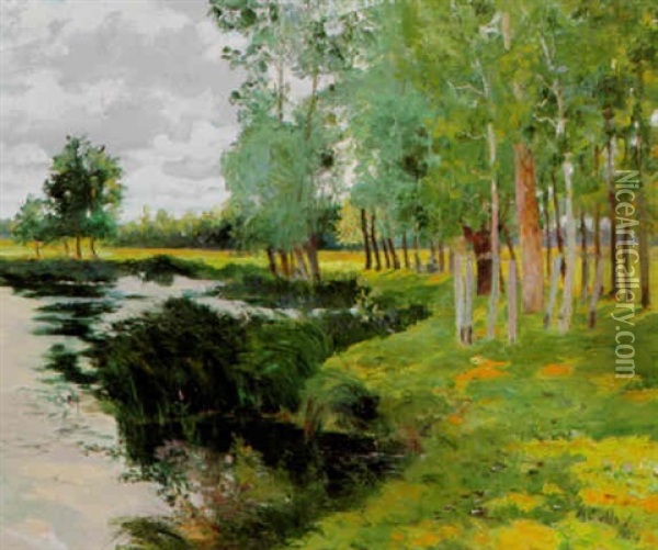 Bord De Riviere Oil Painting - Maurice Galbraith Cullen