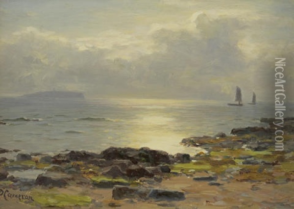 A Sunny Day Near Crail (+ Blustery Day On The West Coast; 2 Works) Oil Painting - Duncan Cameron