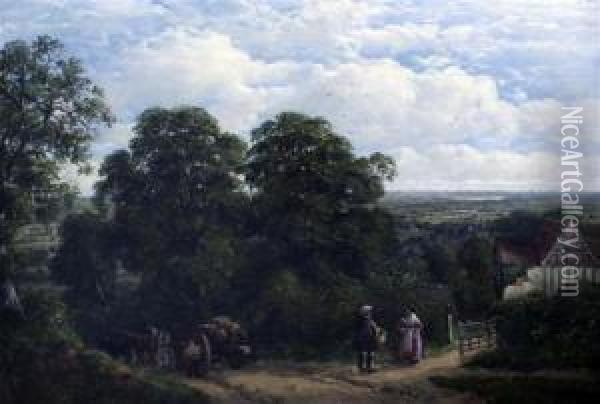 Timber Cart In A Landscape Oil Painting - John Joseph Hughes