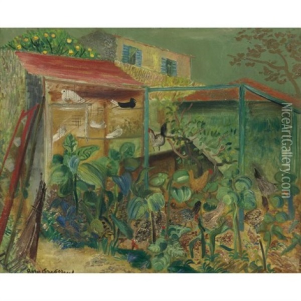 Farm Scene Oil Painting - Boris Dmitrievich Grigoriev