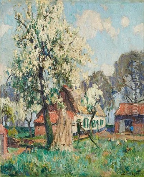 La Ferme Au Printemps Oil Painting - Pieter Gorus