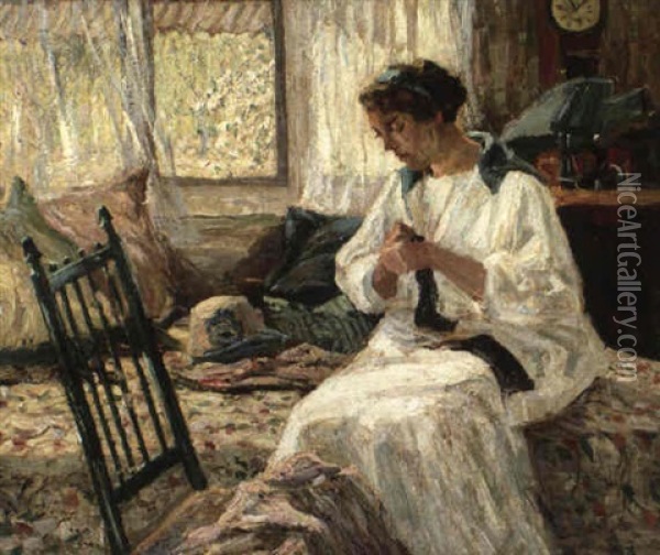 Portrait Of May Wilson Preston Oil Painting - Ernest Lawson