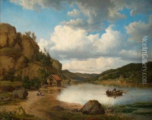 Summer Day At The Lake Oil Painting - Amelie Ulrika Sofia von Schwerin