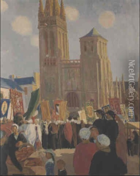 Procession Au Folgoet Oil Painting - Maurice Denis