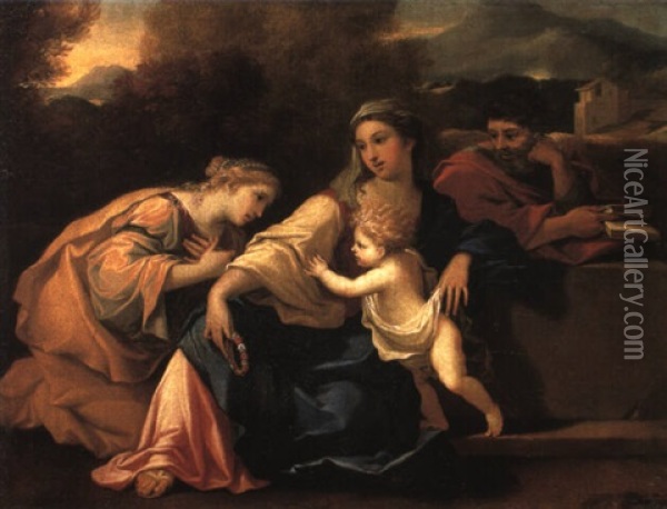 The Mystic Marriage Of St. Catherine Oil Painting - Nicolas Pierre Loir