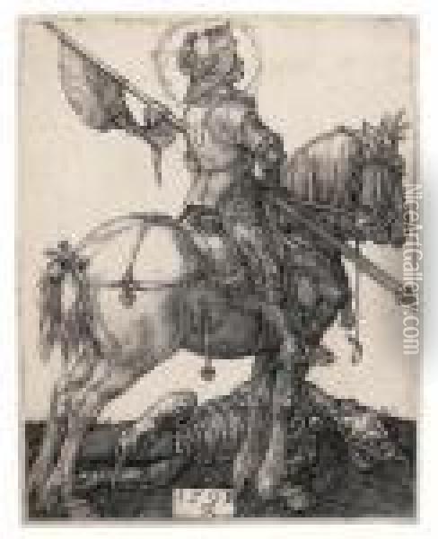 Saint George On Horseback Oil Painting - Albrecht Durer