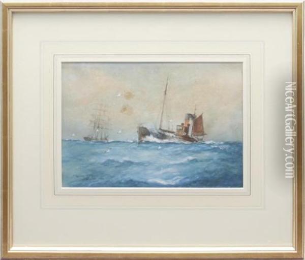 Passing Ships Oil Painting - William Minshall Birchall