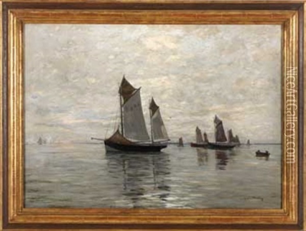 Auslaufende Fischerboote Oil Painting - Gustav Wendling