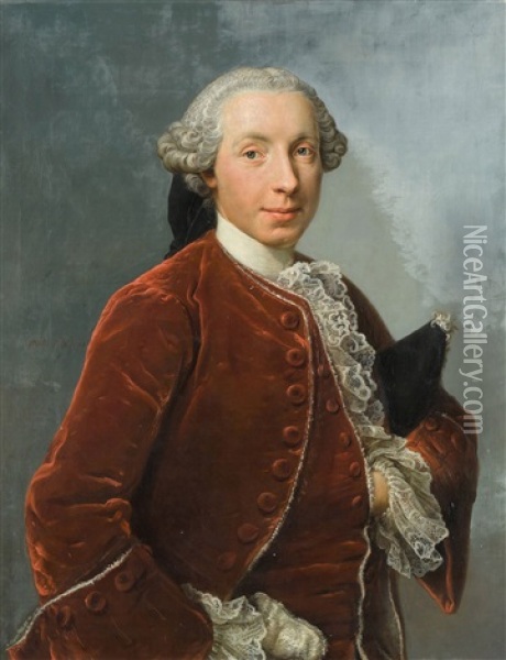 Portrait Von Beat Rudolf Fischer, Von Reichenbach Oil Painting - Johann Niklaus Grooth