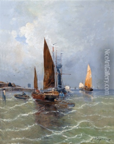 Fischer Im Hafen Oil Painting - Georg Fischhof