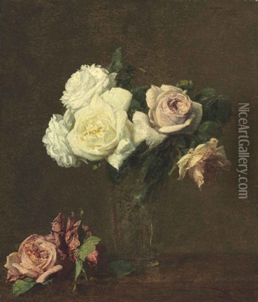 Roses Oil Painting - Henri Fantin-Latour