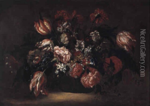 Stilleben Med Blommor I Korg Oil Painting - Juan De Arellano