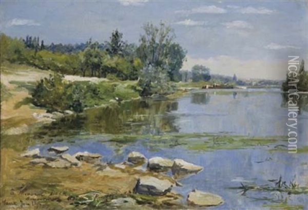Paysage Fluvial Pres De Vaux Oil Painting - Louis Aston Knight