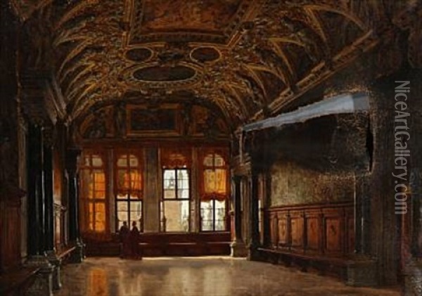 Sala Delle Quattro Porte I Dogepaladset I Venedig Oil Painting - Heinrich Hansen