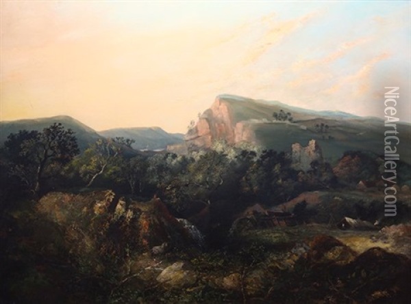 Mining Encampment In The Valley Oil Painting - Thomas Hill