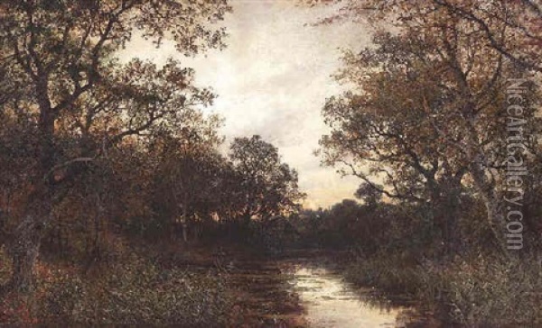 Angler In Sommerlicher Fluslandschaft Oil Painting - Heinrich Deiters