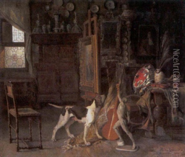 In Het Atelier Van De Kunstenaar Oil Painting - Theodore Gerard