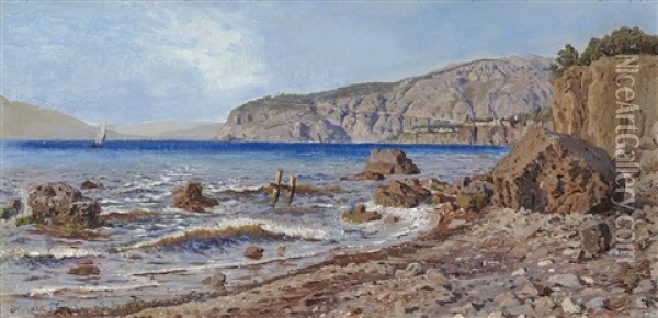 Sorrento Coast Oil Painting - Harald-Adof-Nikolaj Jerichau